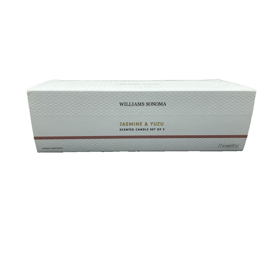 Willams Sonoma scented candle set‎ of 3 Jasmine Yuzu Soy candles New Open box